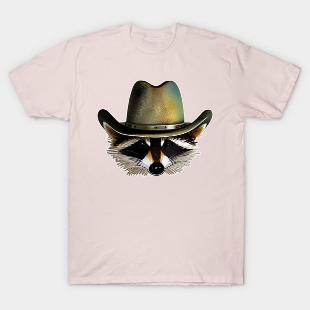 Raccoon Cowboy T-Shirt by nonbeenarydesigns